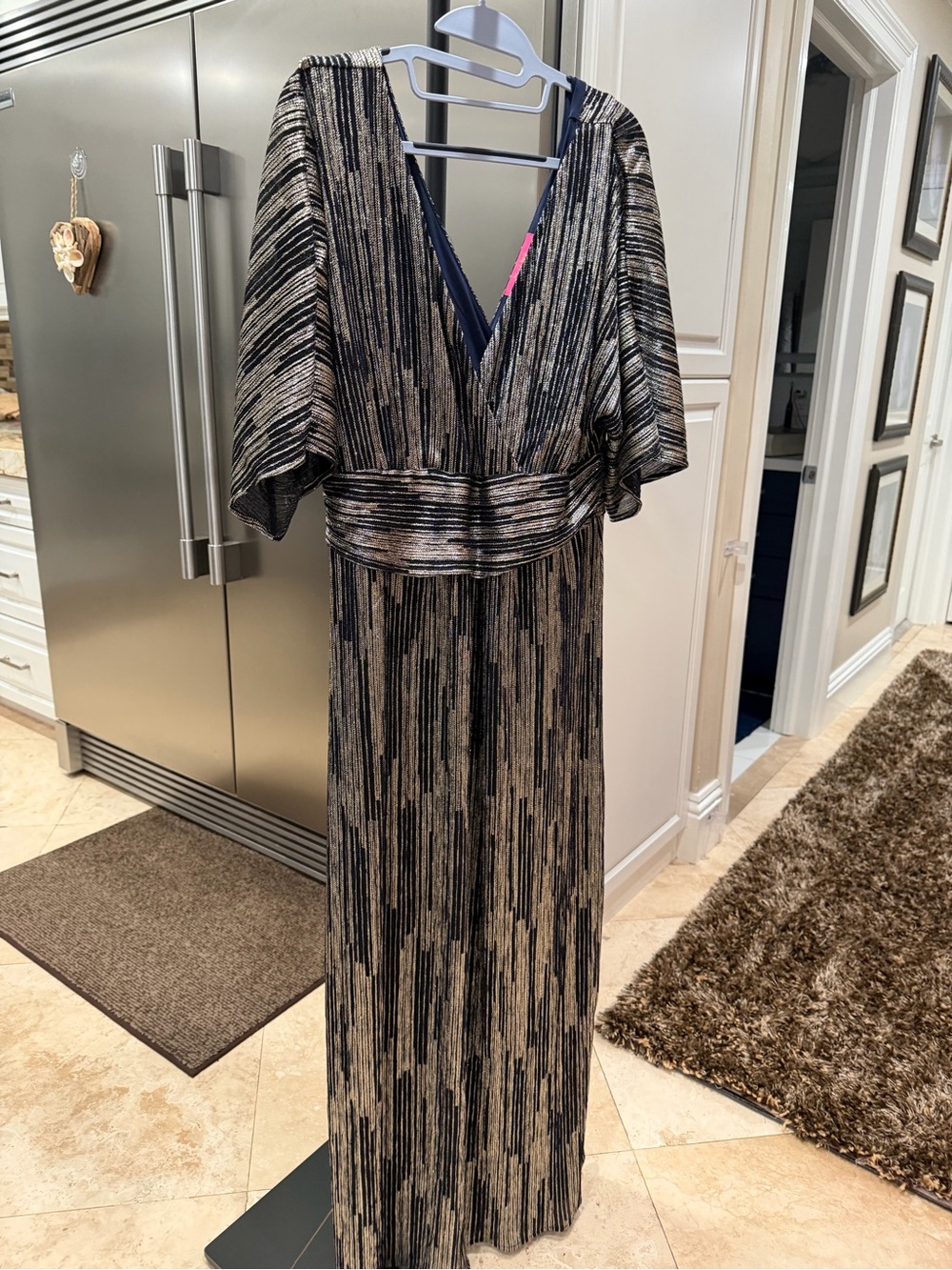 Lilly Pulitzer Black and Silver Metallic Maxi Dress
